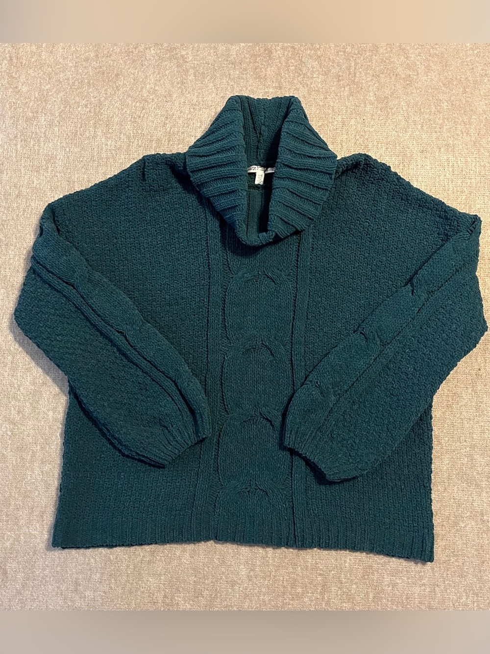 Seven7 Teal Chunky Knit Turtleneck Sweater Women’s Large - Picture 2 of 8